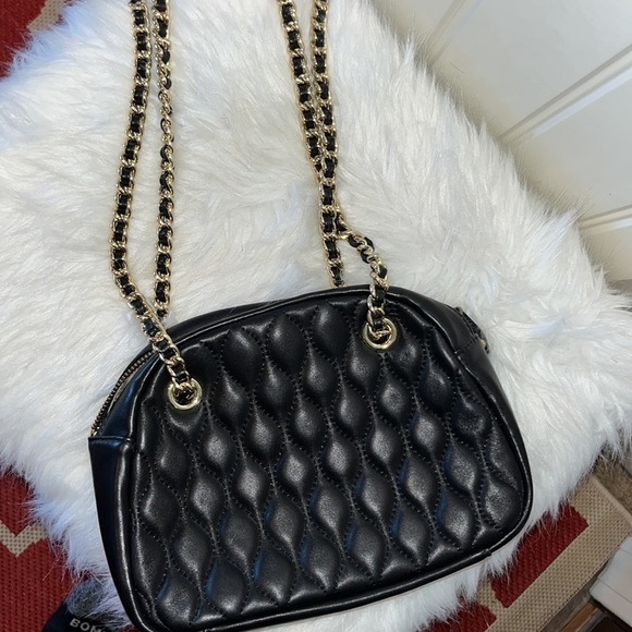 Talbots Classic classic black quilted leather adjustable chain strap purse - Picture 13 of 15
